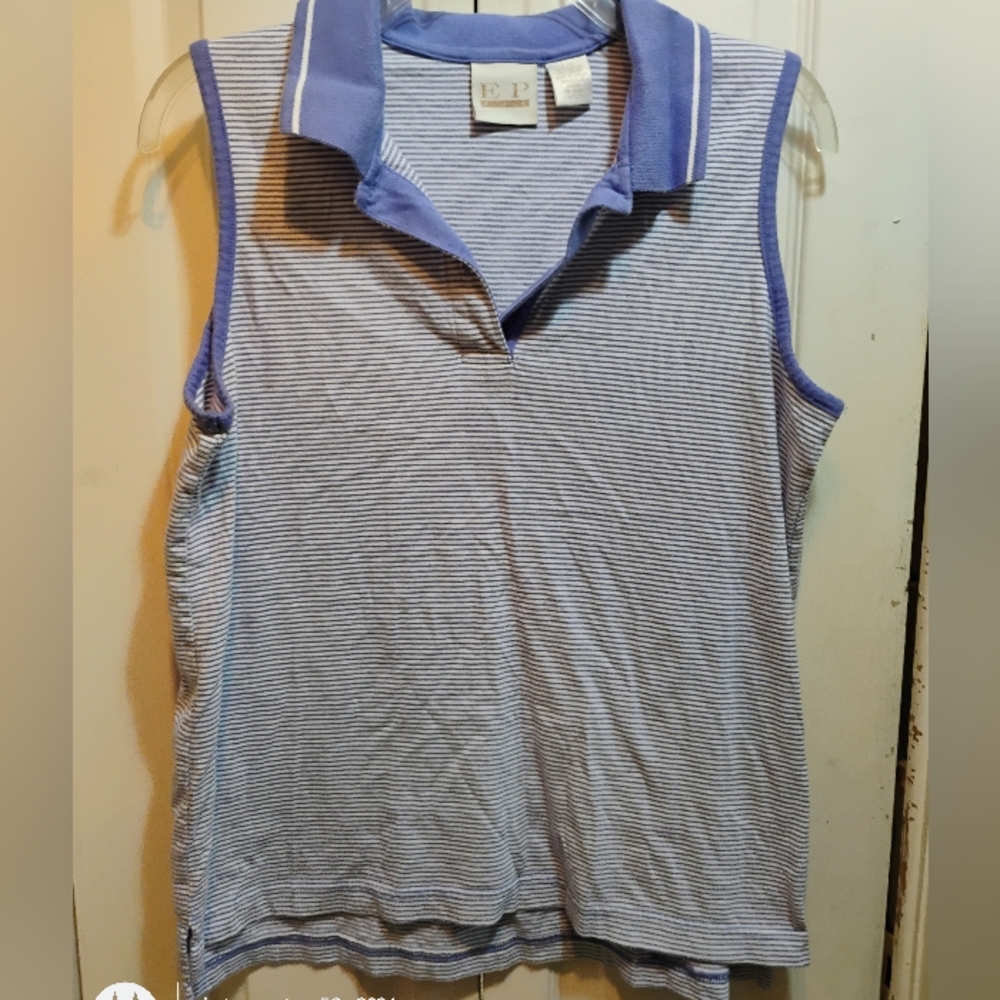 EP Pro Blue and White Striped Tank Top